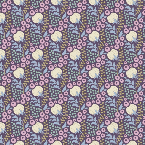 Tilda Patchwork Stoff Baumwolle - Sanctuary - Cottonfield Eggplant